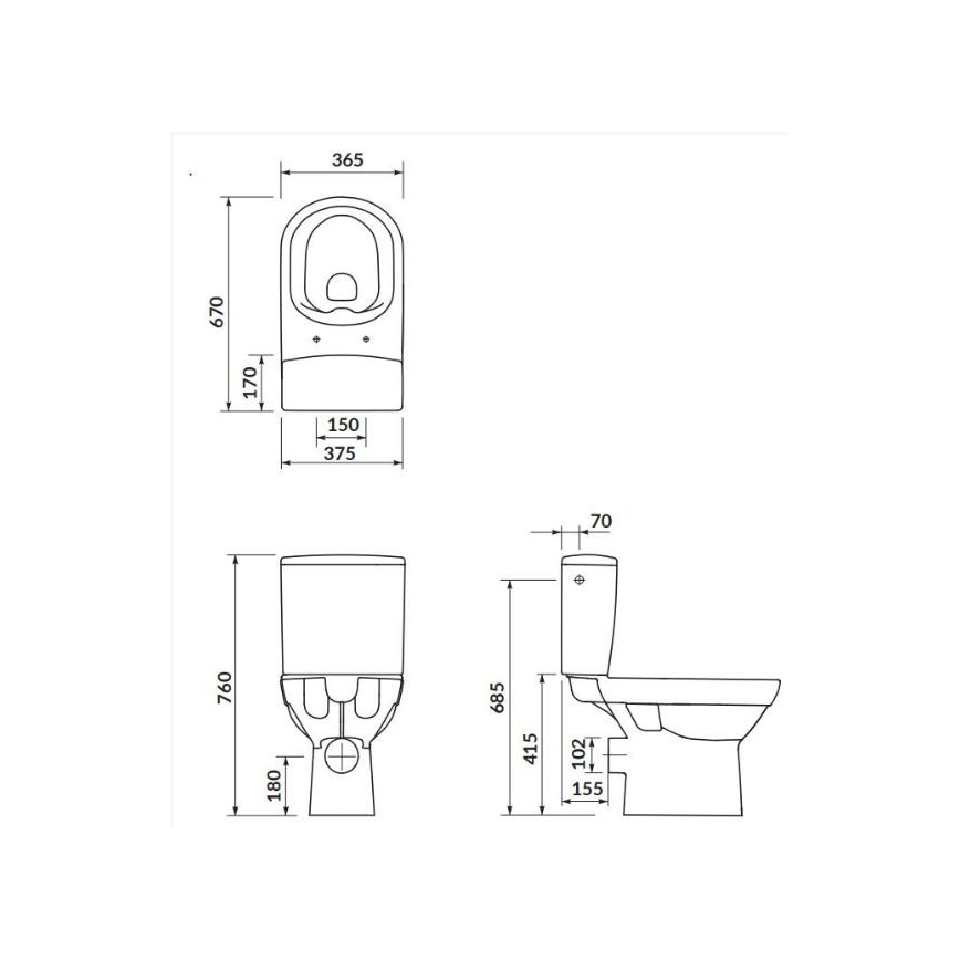Cersanit K35-037 - Brīvi stāvošs tualetes pods ar tualetes vāku CITY keramika/balta