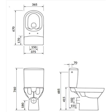 Cersanit K35-037 - Stāvošais WC ar sēdekli CITY keramika/balta