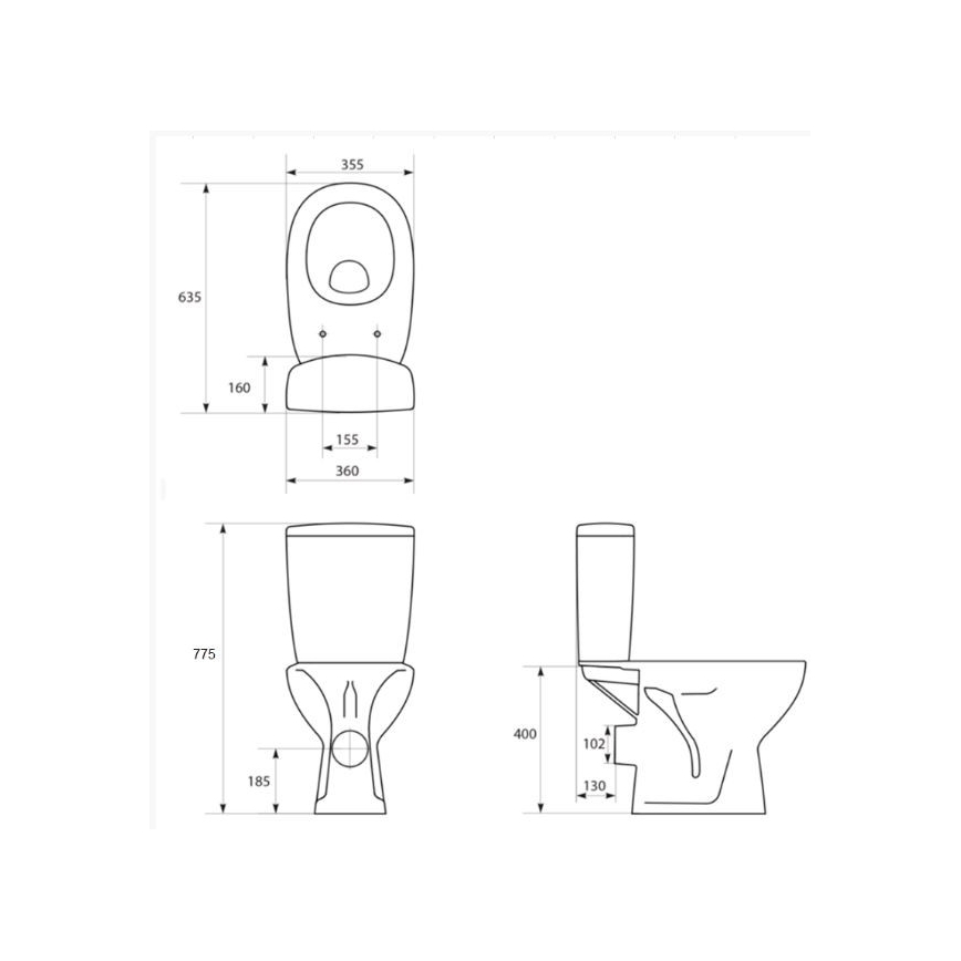 Cersanit K667-052 - Brīvi stāvošs tualetes pods ar tualetes vāku ARTECO keramika/balta