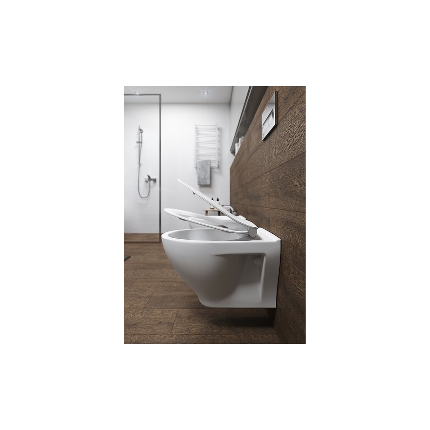 Cersanit K701-147 - Karājamais WC ar SAVIO tualetes sēdekli, keramika/balta
