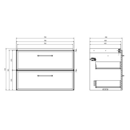 Cersanit S1021-004 - Vannas istabas sienas skapītis zem izlietnes MILLE 80x45 cm balts