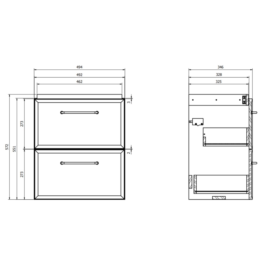 Cersanit S1021-007 - Vannas istabas sienas skapītis zem izlietnes MILLE SLIM 50x35 cm mētras krāsas