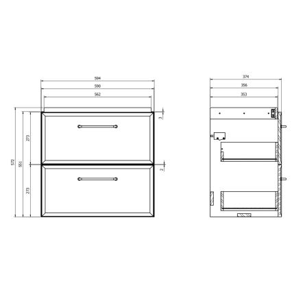 Cersanit S1021-009 - Piekaramais vannas istabas skapītis zem izlietnes MILLE SLIM 60x38 cm mētras krāsā
