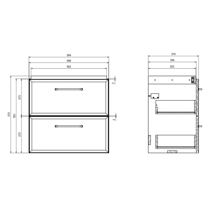 Cersanit S1021-009 - Piekaramais vannas istabas skapītis zem izlietnes MILLE SLIM 60x38 cm mētras krāsā