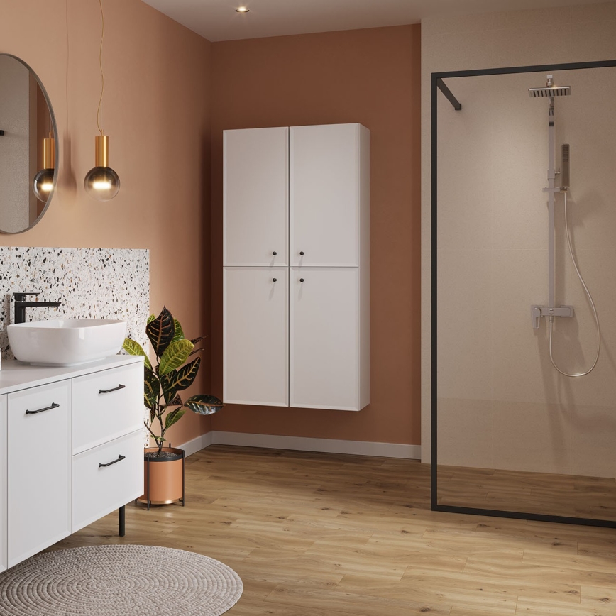 Cersanit S1022-004 - Piestiprināms pie sienas vannas istabas skapītis MILLE 40x45 cm matētā baltā krāsā