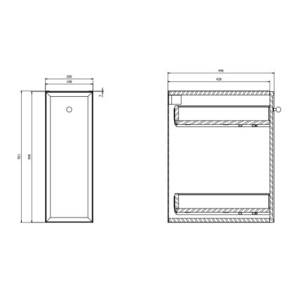 Cersanit S1022-006 - MILLE piekaramais vannas skapītis 20x45 cm, matēts balts