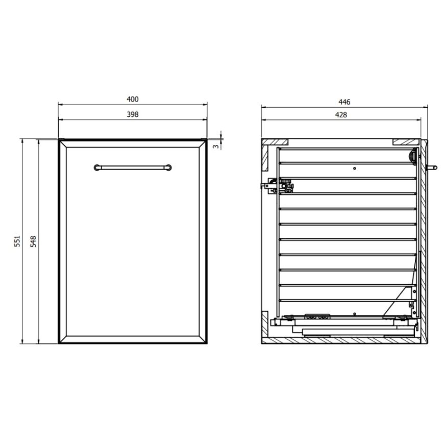 Cersanit S1022-010 - Sienas skapītis vannas istabai ar veļas grozu MILLE, 40x45 cm, mentolzaļš
