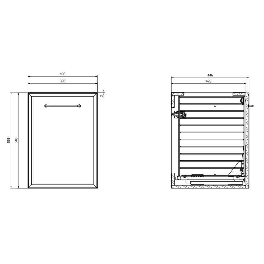 Cersanit S1022-012 - Sienas stiprināms vannas istabas skapītis ar veļas grozu MILLE 40x45 cm melns