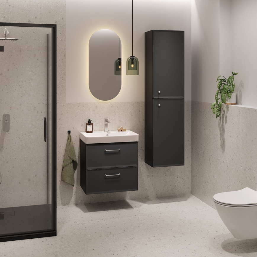 Cersanit S590-100 - Sienas skapītis zem izlietnes MILLE SLIM 60x38 cm melns