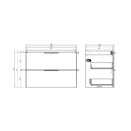 Cersanit S598-047-DSM - Sienas skapītis zem izlietnes MALIKA 80x55x45 cm ozols