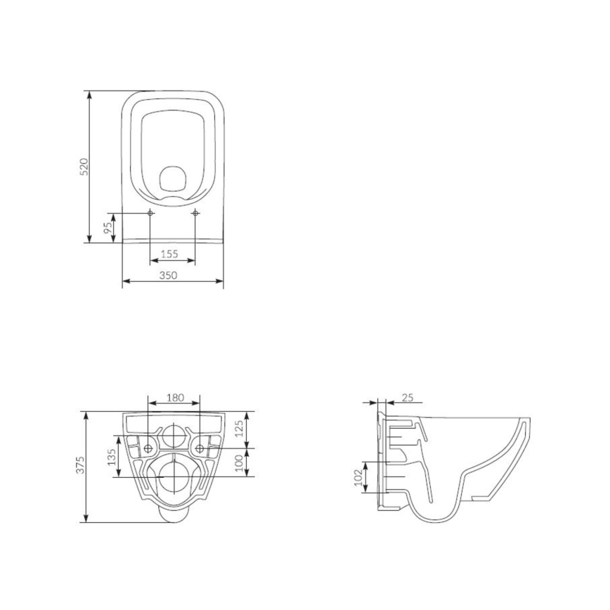 Cersanit S701-213-ECO - karājams WC pods ar sēdekli CREA, keramika/balts