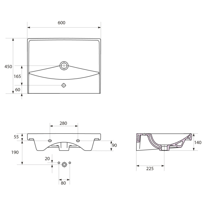 Cersanit S801-142-DSM - karājamais vannas istabas skapītis ar izlietni LARA CITY 60x45 cm balts