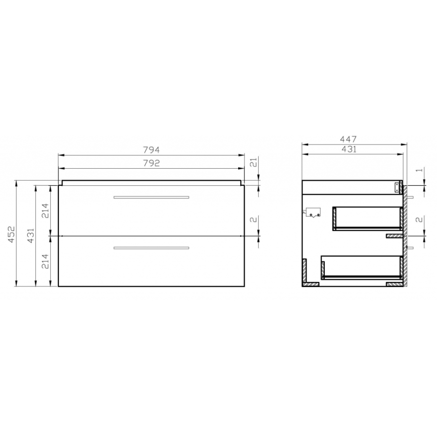 Cersanit S801-149-DSM - Piekaramais vannas skapītis ar izlietni LARA 80x45 cm balts