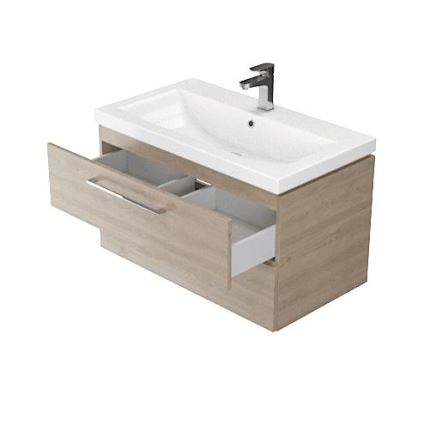 Cersanit S801-154-DSM - uz sienas stiprināms vannas istabas skapītis ar izlietni LARA 80x46x45 cm, valrieksts