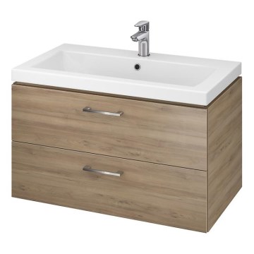 Cersanit S801-154-DSM - uz sienas stiprināms vannas istabas skapītis ar izlietni LARA 80x46x45 cm, valrieksts