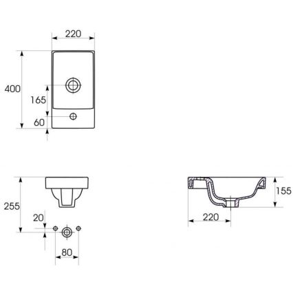 Cersanit S801-218-DSM - Piekarināms vannasistabas skapītis ar izlietni MODUO SLIM 40x22 cm spīdīgi balts
