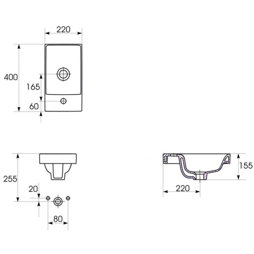 Cersanit S801-218-DSM - Piekarināms vannasistabas skapītis ar izlietni MODUO SLIM 40x22 cm spīdīgi balts