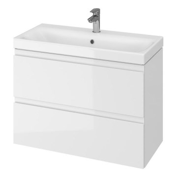 Cersanit S801-225-DSM - Pakaramā vannas istabas skapītis ar izlietni MEDA SLIM 62x80 cm spīdīgi balts
