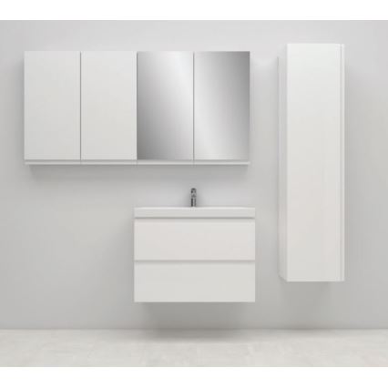 Cersanit S801-225-DSM - Piekaramais vannas istabas skapis ar izlietni MEDA SLIM 62x80 cm spīdīgi balta