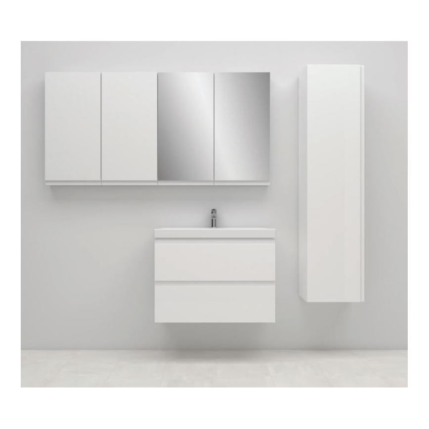 Cersanit S801-225-DSM - Piekaramais vannas istabas skapis ar izlietni MEDA SLIM 62x80 cm spīdīgi balta