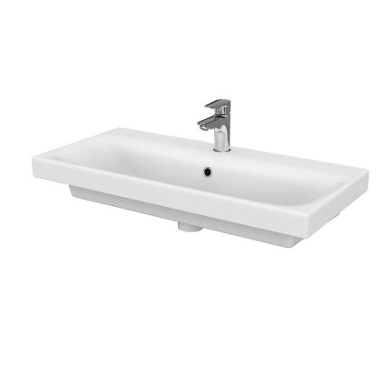 Cersanit S801-225-DSM - Piekaramais vannas istabas skapis ar izlietni MEDA SLIM 62x80 cm spīdīgi balta
