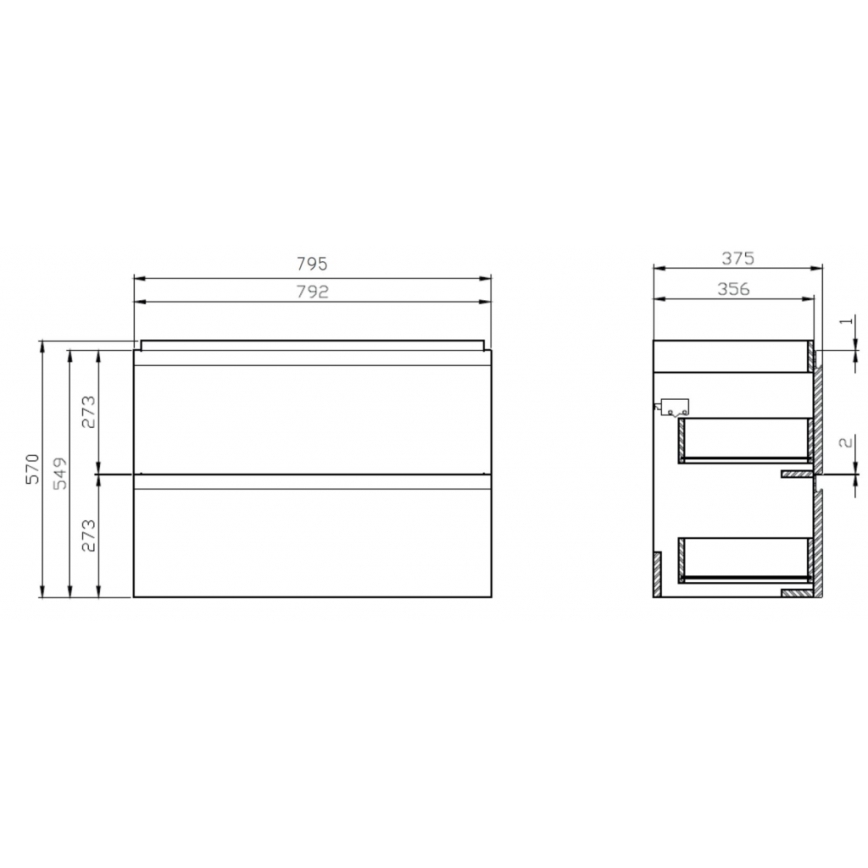 Cersanit S801-225-DSM - Piekaramā vannas istabas skapīte ar izlietni MODUO SLIM 80x57x38 cm spīdīgi balta