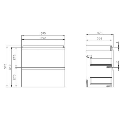 Cersanit S801-227-DSM - Pie sienas stiprināms vannas istabas skapītis ar izlietni MODUO SLIM 60x57x38 cm, spīdīgi balts