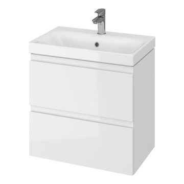 Cersanit S801-227-DSM - Pie sienas stiprināms vannas istabas skapītis ar izlietni MODUO SLIM 60x57x38 cm, spīdīgi balts