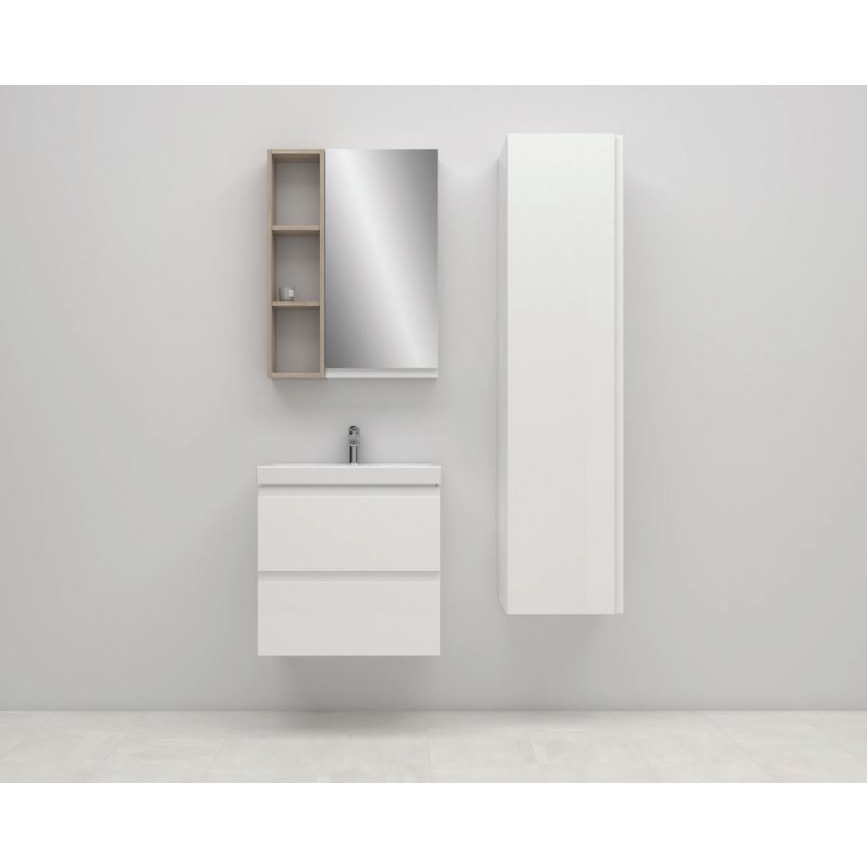 Cersanit S801-227-DSM - Piekaramais vannas istabas skapis ar izlietni MEDA SLIM 62x60 cm spīdīgi balta