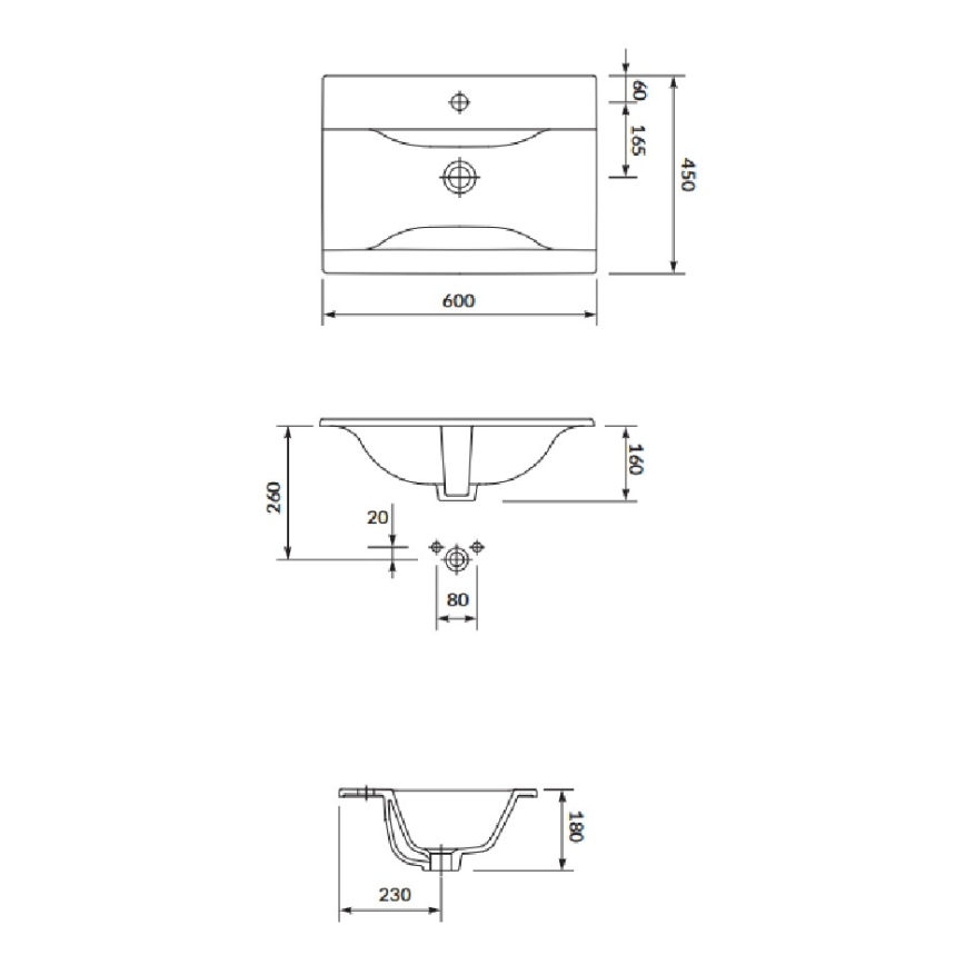 Cersanit S801-457 - Piekaramais vannas istabas skapītis ar izlietni NIKO 60x45 cm rieksts