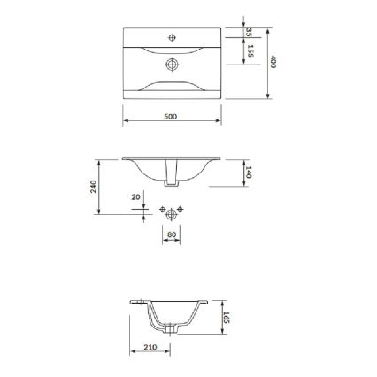 Cersanit S801-458 - Karājošais vannas istabas skapītis ar izlietni NIKO 50x40 cm, riekstkoks