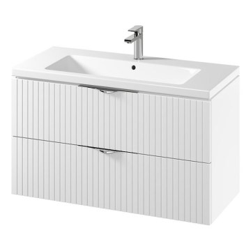 Cersanit S801-542 - Sienas piestiprināms vannasistabas skapītis ar izlietni TIRSO 100x60x45 cm balts