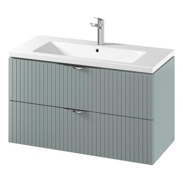 Cersanit S801-546 - Pie sienas stiprināma vannas istabas skapītis ar izlietni TIRSO 100x60x45 cm, mentola krāsa