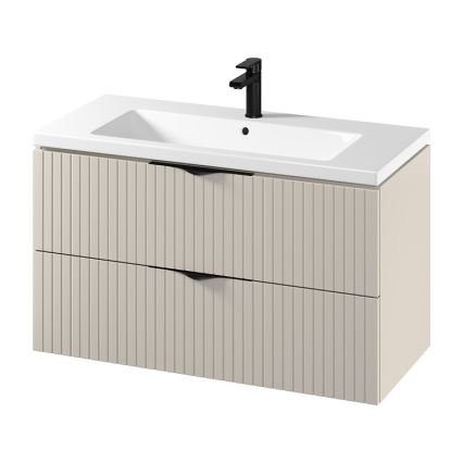 Cersanit S801-548 - Sienas piestiprināms vannas istabas skapītis ar izlietni TIRSO 100x60x45 cm bēšs