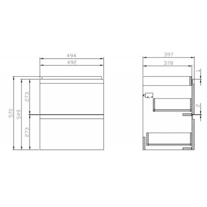 Cersanit S929-012 - Piekaramais vannas istabas skapītis zem izlietnes MODUO 49,4x39,7 cm spīdīgi balts