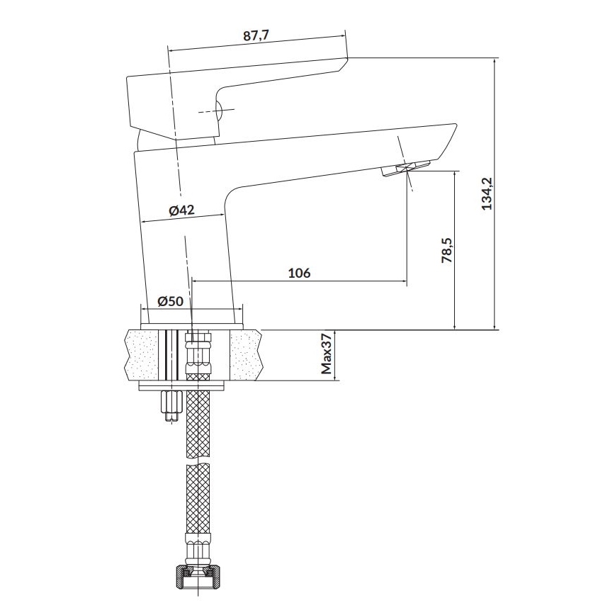 Cersanit S951-045 - Izlietnes krāns MILLE 13,4 cm spīdīgi hromēts + noteka