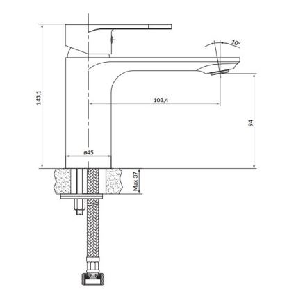 Cersanit S951-331 - Izlietnes krāns CREA 14,3 cm melna