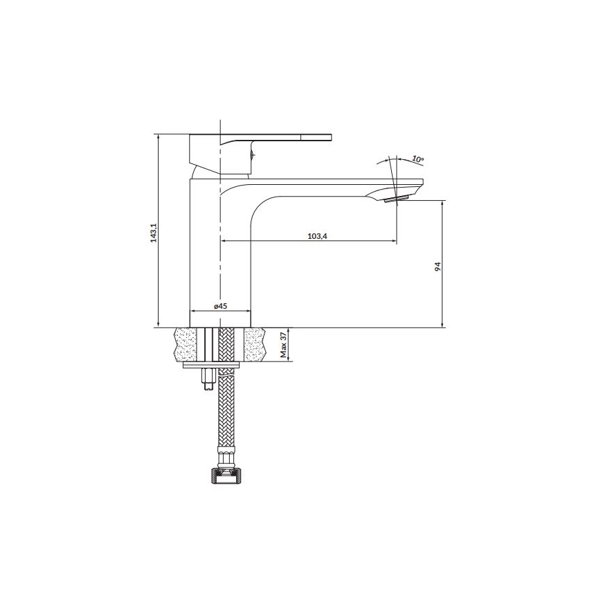 Cersanit S951-331 - Izlietnes krāns CREA 14,3 cm melna