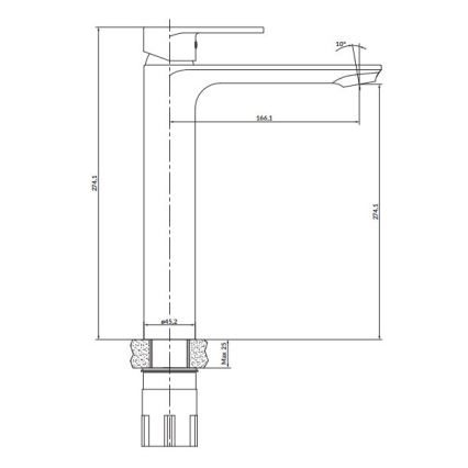 Cersanit S951-332 - Izlietnes krāns CREA 27,4 cm melna