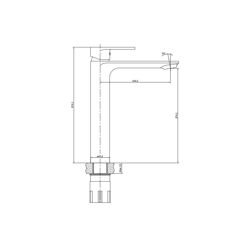 Cersanit S951-332 - Izlietnes krāns CREA 27,4 cm melna