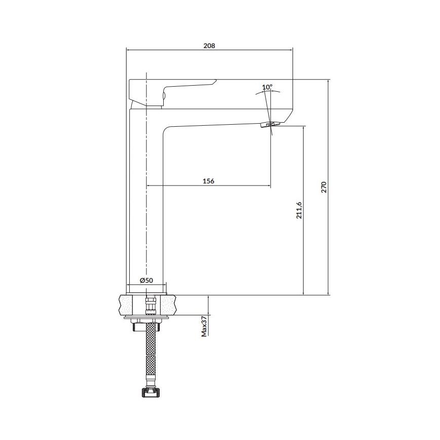 Cersanit S951-354 - Izlietnes krāns MILLE 27 cm spīdīgi hromēts + noteka