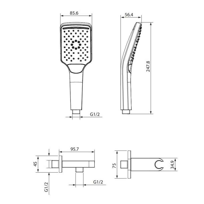 Cersanit S951-512 - Dušas komplekts LARGA spīdīgi hromēts