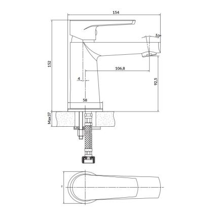Cersanit S951-584 - Izlietnes krāns MODUO 15,2 cm melna