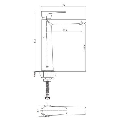 Cersanit S951-585 - Izlietnes krāns MODUO 27,2 cm melna
