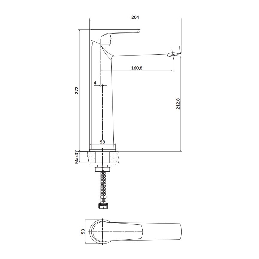 Cersanit S951-585 - Izlietnes krāns MODUO 27,2 cm melna