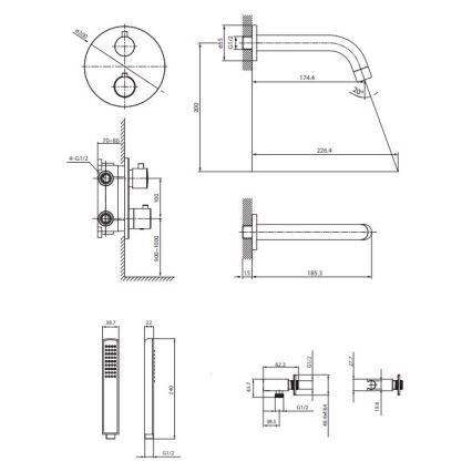 Cersanit S952-041 - Vannas komplekts ar termoregulācijas iebūvējamo krānu ZEN melna