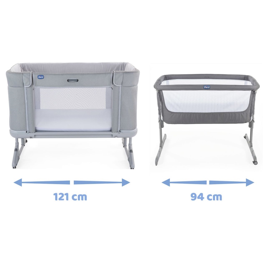 Chicco - Bērnu gultiņa 3in1 3v1 NEXT2ME FOREVER tumši pelēka