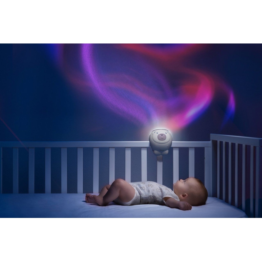 Chicco - Bērnu projektors 2in1 POLAR BEAR 3xAA rozā