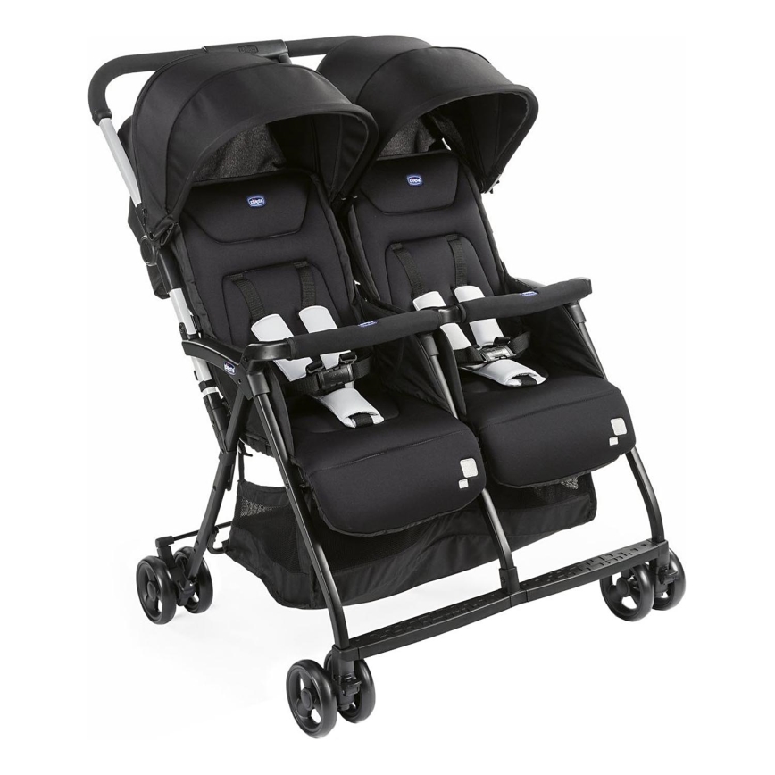Chicco - Bērnu ratiņi dvīņiem OHLALA TWIN Black Nakts melna