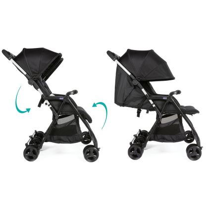 Chicco - Bērnu ratiņi dvīņiem OHLALA TWIN Black Nakts melna